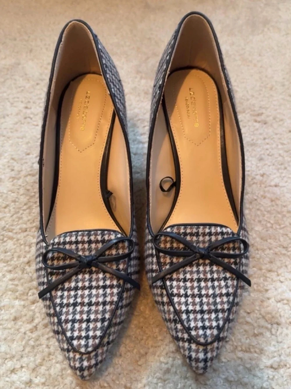 NWOT- Liz Claiborne Black & White Mixed Houndstooth Pointed-kitten Heels